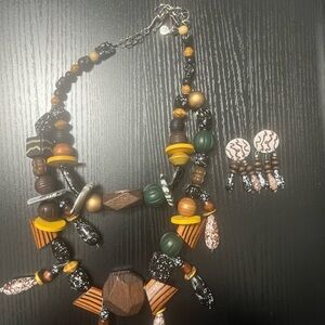 Sassy Jones Black and Brown Beaded Necklace Set